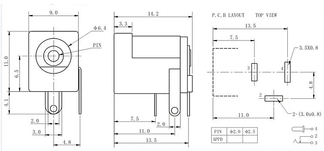 DC Güç Jakı 2.5mm PCB Montaj - 6