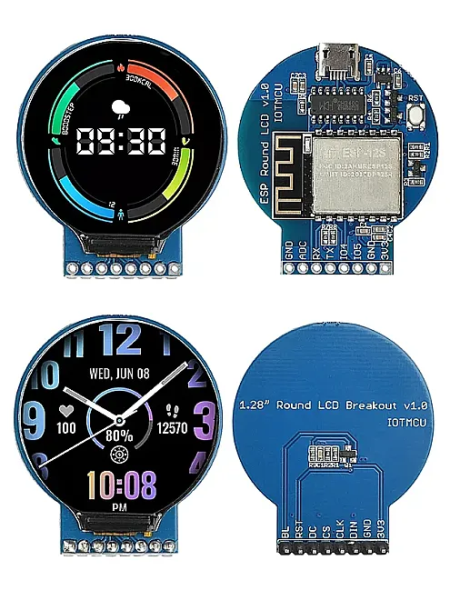 ESP8266 ESP-12S 1.28 İnç Yuvarlak TFT LCD Ekran Modülü - 1