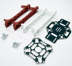 F450 PCB Kartlı Quadcopter Gövde Kiti - Kırmızı/Beyaz Kollar 