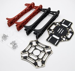 F450 PCB Kartlı Quadcopter Gövde Kiti - Kırmızı/Siyah Kollar 