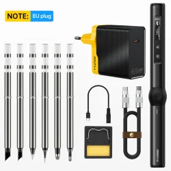 Fnirsi HS01 65W Akıllı Kalem Havya ve Adaptör - 6 Havya Ucu - 3