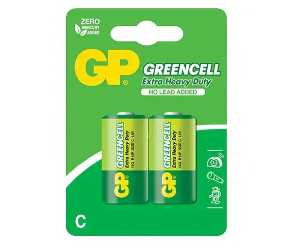 GP GP13G Greencell D Size Thick Battery 1.5 Volt - 2 Pieces - GP