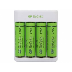 GP Şarj Cihazı, GPE411 + 4x2600mAh Şarjlı Pil 