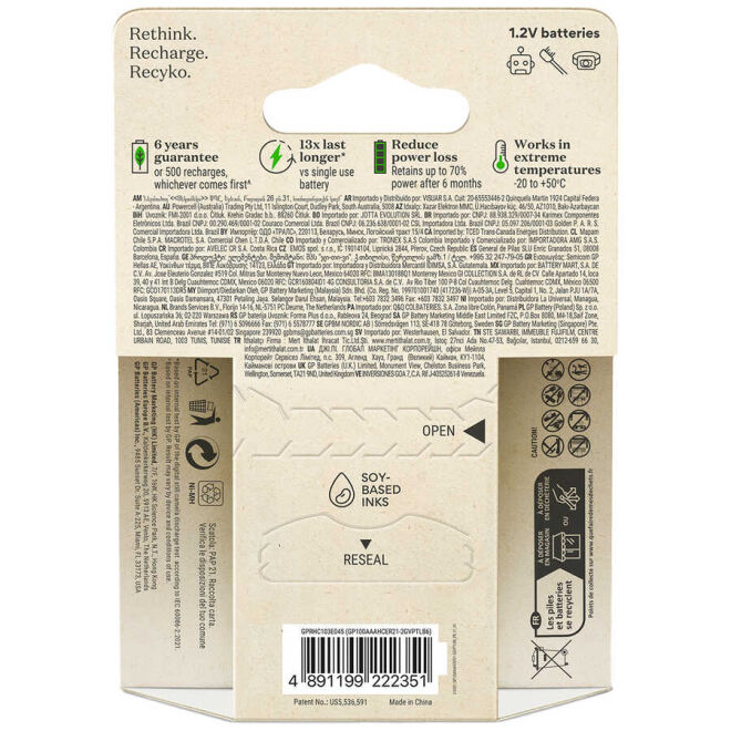 GP ReCyko 1000 Ni-Mh AAA Rechargeable Slim Pen Battery 1.2 Volt - 6 Pcs - 2