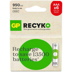 GP ReCyko 1000 Ni-Mh AAA Rechargeable Slim Pen Battery 1.2 Volt - 6 Pcs - GP