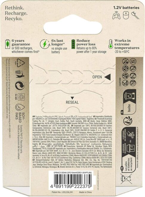 GP ReCyko Ni-MH 2100 AA Rechargeable Pen Battery 1.2 Volt - 6 Pcs - 2
