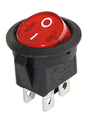 KCD1 Yuvarlak Işıklı Anahtar 0-1 4P Kırmızı 220V - 1