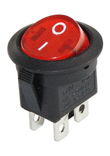 KCD1 Yuvarlak Işıklı Anahtar 0-1 4P Kırmızı 220V - 1