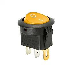 KCD1 Yuvarlak Işıklı Anahtar Sarı 12V 3P - 1