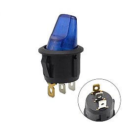 KCD1 Yuvarlak Işıklı Mandal Anahtar Mavi 12V - 1
