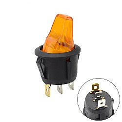 KCD1 Yuvarlak Işıklı Mandal Anahtar Sarı 12V - 1