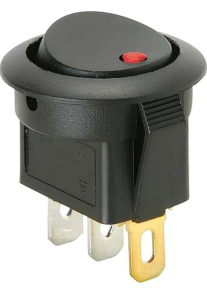 KCD1 Yuvarlak Nokta Işıklı Anahtar Kırmızı 12V 3P - 1