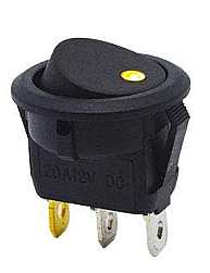 KCD1 Yuvarlak Nokta Işıklı Anahtar Sarı Nokta 12V 3P - 1