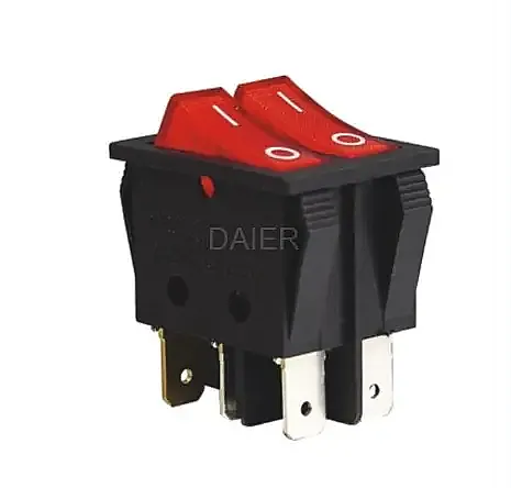 KCD2 Çiftli Işıklı Anahtar Kırmızı 220V - 1