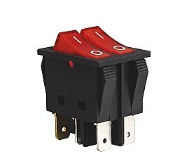 KCD4 Çiftli Işıklı Anahtar Kırmızı 220V - 1