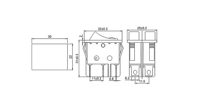 KCD4 Çiftli Işıklı Anahtar Kırmızı 220V - 2