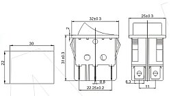 KCD2 Orta Boy Işıklı Anahtar Kırmızı ON-OFF 4P 220V - 2