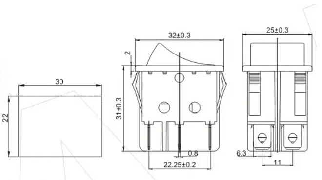 KCD2 Orta Boy Işıklı Anahtar Kırmızı ON-OFF 4P 220V - 2