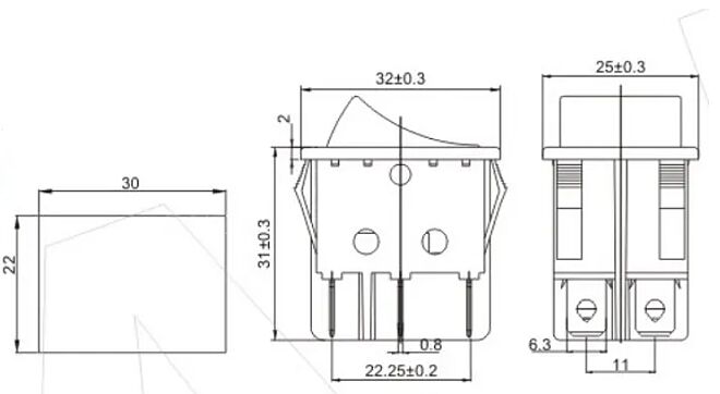KCD2 Orta Boy Işıklı Anahtar Yeşil ON-OFF 4P 220V - 2