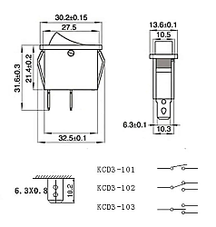 KCD3 Dar Işıksız Anahtar Kırmızı Buton 2P - 2