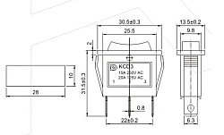 KCD3 Dar Işıksız Anahtar ON-OFF-ON - 2