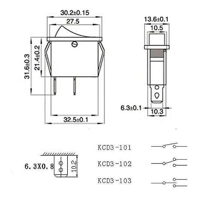 KCD3 Dar Işıksız Anahtar Siyah 2P - 2