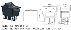 KCD4 Geniş Işıksız Anahtar ON-OFF-ON Siyah - 2