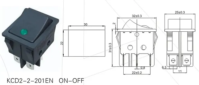 KCD4 Geniş Nokta Işıklı Anahtar 12V - 2