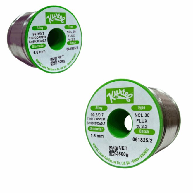 Kurtel Sn99.3 / Cu 0,7 Kurşunsuz (NoClean) Lehim Teli (500 gr makara) 1,6 mm - 1