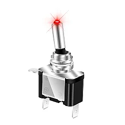 LED'li Mandal Anahtar Kırmızı 12V - Robotistan