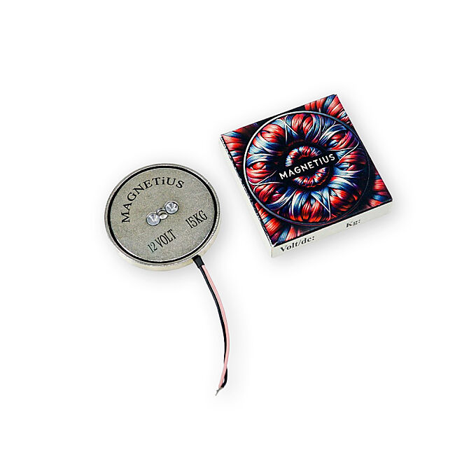 Magnetius 12V 15kg Elektromıknatıs - 50 mm çap - 1