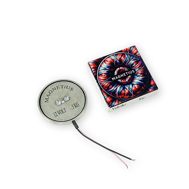 Magnetius 12V 5kg Elektromıknatıs - 50 mm çap - 1