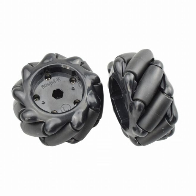 Mecanum Tekerlek Seti 60mm-K - Siyah (4 Adet) - 1