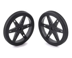 Mikro Servo Kamalı Tekerlek (21T, 4.8mm) - 60×8mm, Siyah, 2'li Paket 