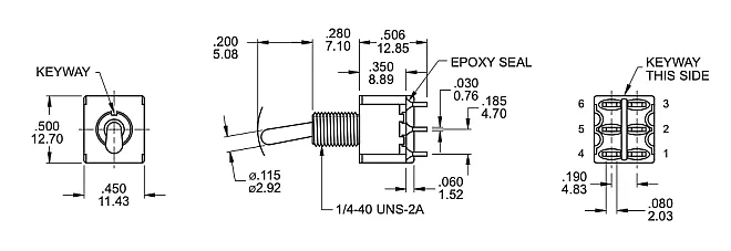 Mini Toggle Anahtar MTS-203L Uzun Kol DPDT ON-OFF-ON - 2