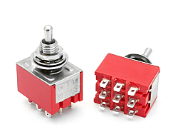 Mini Toggle Anahtar MTS-302 3PDT ON-ON 9P PCB Montaj - Robotistan