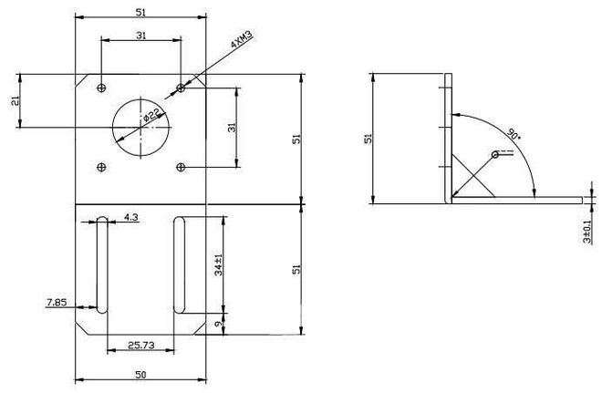 Nema17 Stepper Motor Mount - Steel - 3