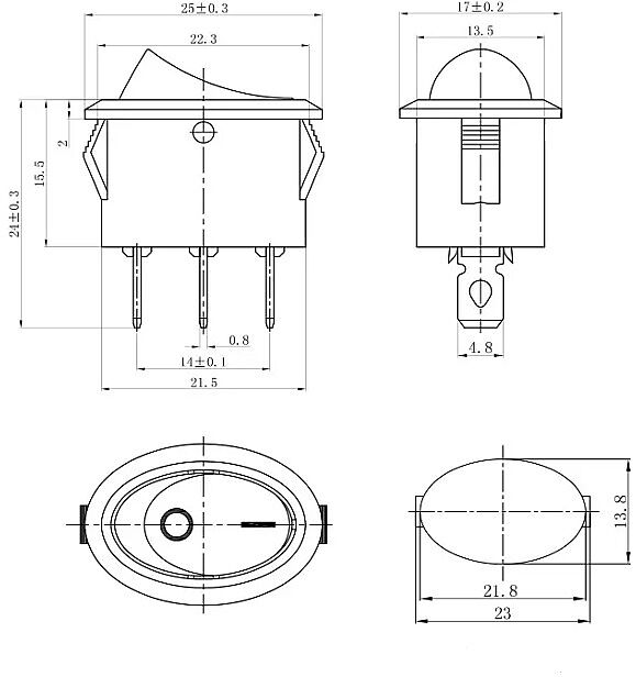 Oval Işıksız Anahtar ON-OFF-ON - 2