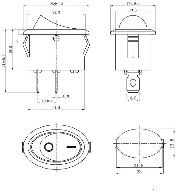 Oval Işıksız Anahtar Siyah - 2