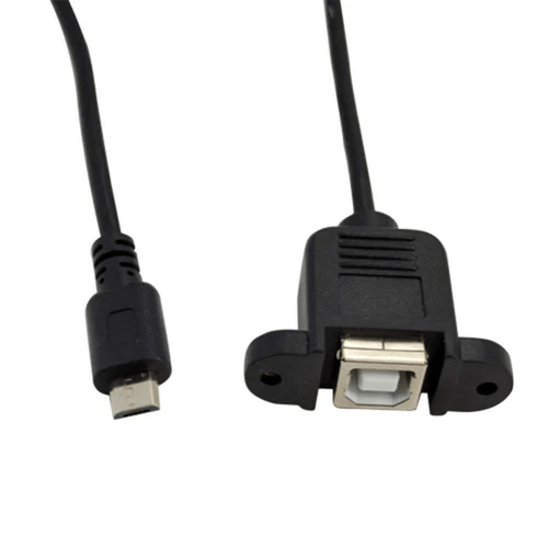 Panel Mount USB Cable - B Female to Micro-B Male - 2