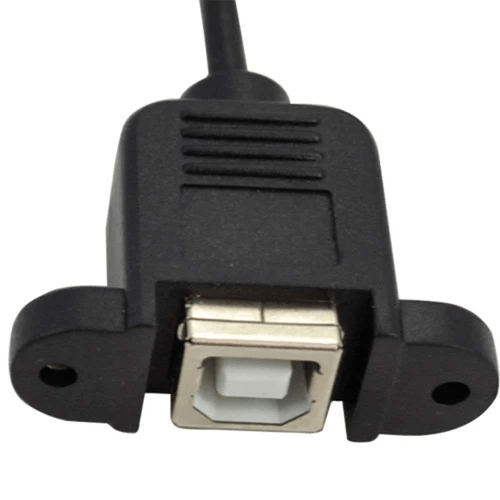 Panel Mount USB Cable - B Female to Micro-B Male - 3