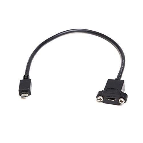 Panel Mount Extension USB Cable - Micro B Male to Micro B Female - 1