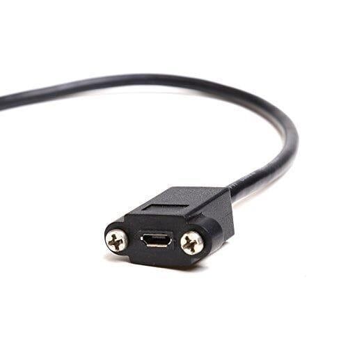 Panel Mount Extension USB Cable - Micro B Male to Micro B Female - 2