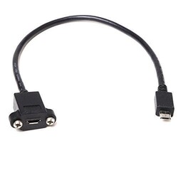 Panel Mount Extension USB Cable - Micro B Male to Micro B Female - 3