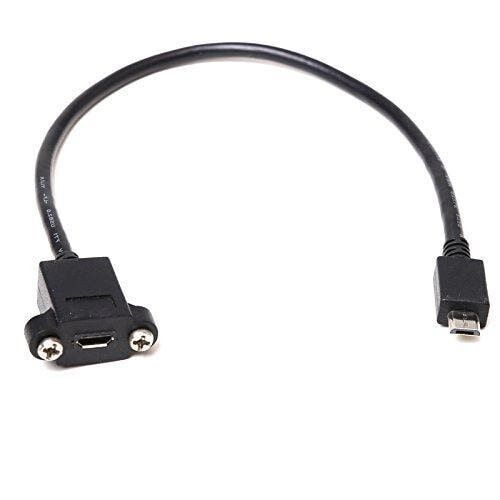 Panel Mount Extension USB Cable - Micro B Male to Micro B Female - 3