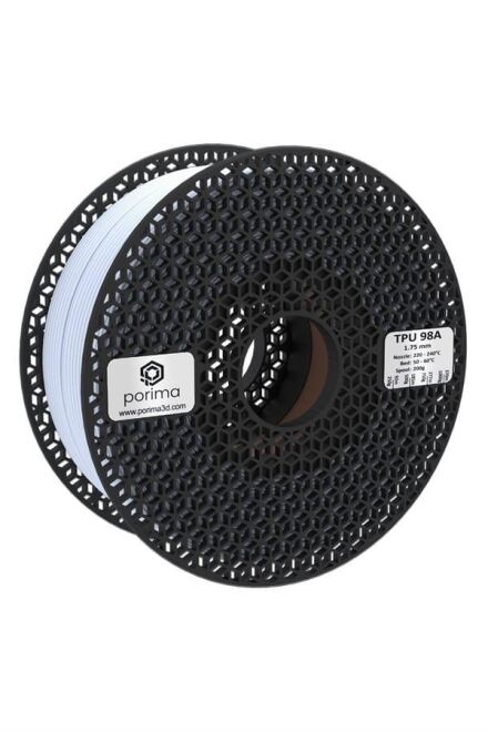 Porima 3D 1.75mm TPU 98A® Filament - White - 1