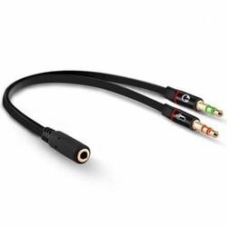 Power Master 3.5mm Stereo Female x 2 Stereo Male Headphone Microphone Speaker Splitter 20cm Cable 