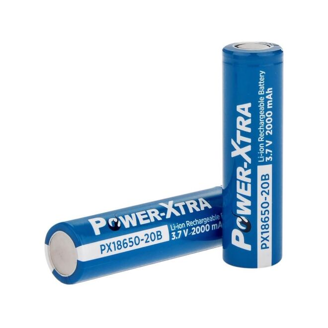 Power-Xtra PX18650-20B 3.7V 2000mAh Li-ion Şarjlı Pil - Kutup Başsız - 3C - 1