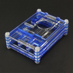 Raspberry Pi B+/2/3 Mavi + Şeffaf Pleksi Katmanlı, Fan Uyumlu Case - Robotistan