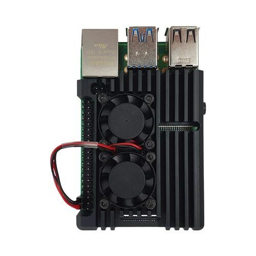 Raspberry Pi 4 Alüminyum Çift Fanlı Muhafaza Kutusu - Siyah - 2